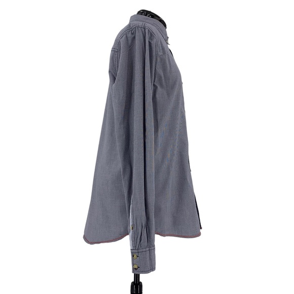 Triple Five Soul Blue and White Mini Houndstooth Print Button Down, Large - Picture 8 of 16